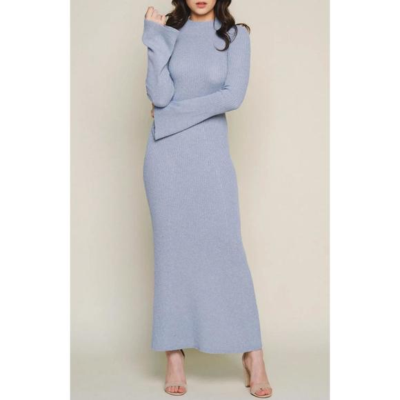NEW SWEATERLAND cut-out back maxi dress in dusty blue - Picture 1 of 2